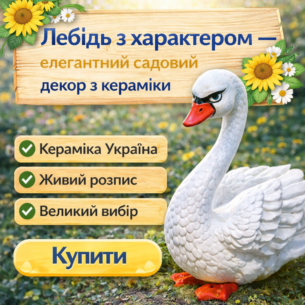 Садова фігура лебідь з зарактером